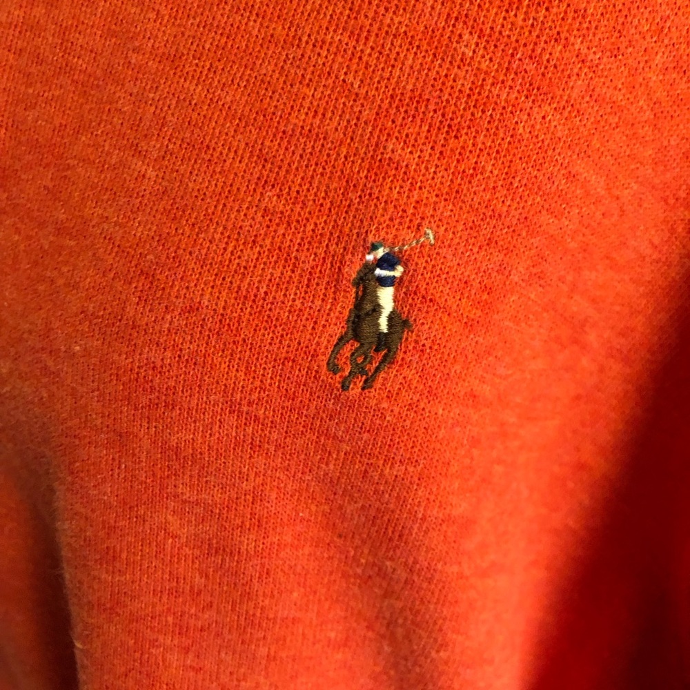 Polo by Ralph Lauren Pumpkin Orange Estate Rib Quarter-Zip Sweater Sz. XXL - Picture 2 of 6